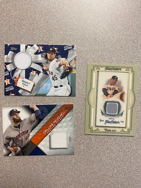 Former #Astros Favorites! Carlos Pena, Dallas Keuchel, and Gerrit Cole game-used jersey cards, $15 each or all 3 for $30.
Stuck in the Snow for Presidents Day Bonus! Every sale TODAY ONLY comes with a free random #Astros rookie AND random #Astros autograph! https://t.co/JEsj2VGNIz