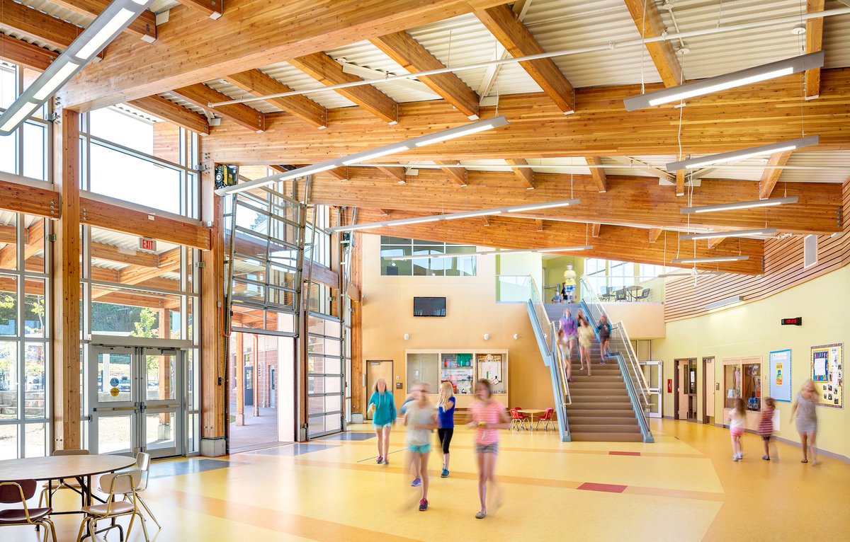 woodcouncil's tweet photo. Surfaces and materials have a huge impact on our children's well-being in the classroom. Educational spaces built with wood can be part of the solution. via @ArchDaily https://t.co/adOOti5Ew2 https://t.co/WBAOReo32t