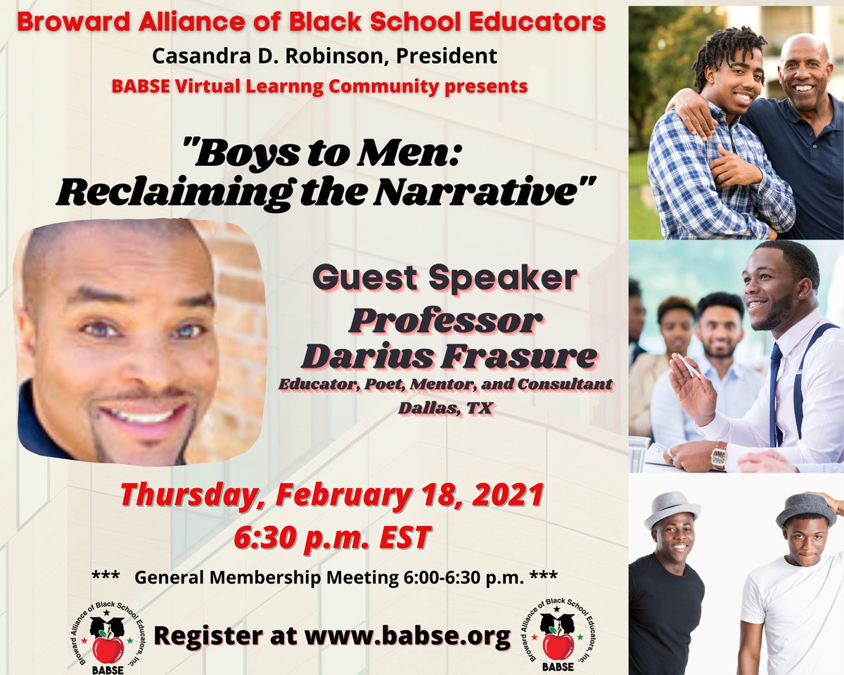 BABSEBroward's tweet photo. Happening THIS THURSDAY! Are your registered?
@dariusfrasure is our Keynote Speaker
Register NOW for our next VLC at https://t.co/GpjFqFBHgG https://t.co/0pV4SapVVP