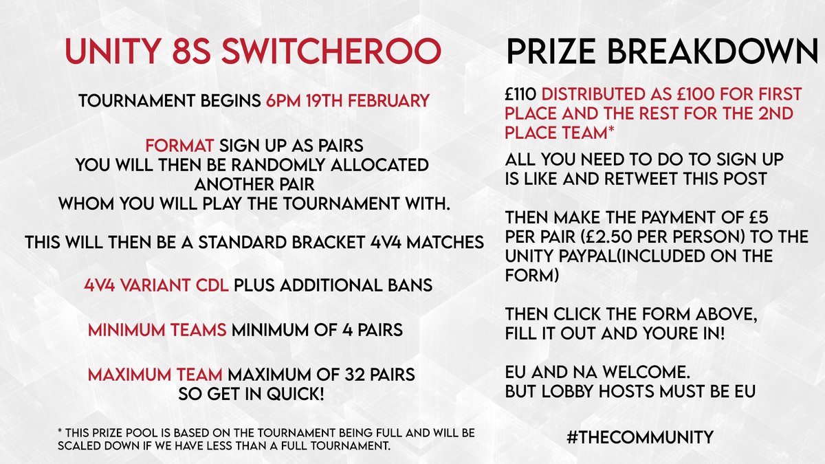 Unity_Org's tweet image. Its that time of week again! 

This week weve got the Paid Entry Switcheroo on Friday!

Just £5 for you and a partner with a prize pool of over £100!

All youve got to do is fill out this form, pay your entry fee and youre in!

forms.gle/JusWJsXwWDTLvW…

#TheCommUnity