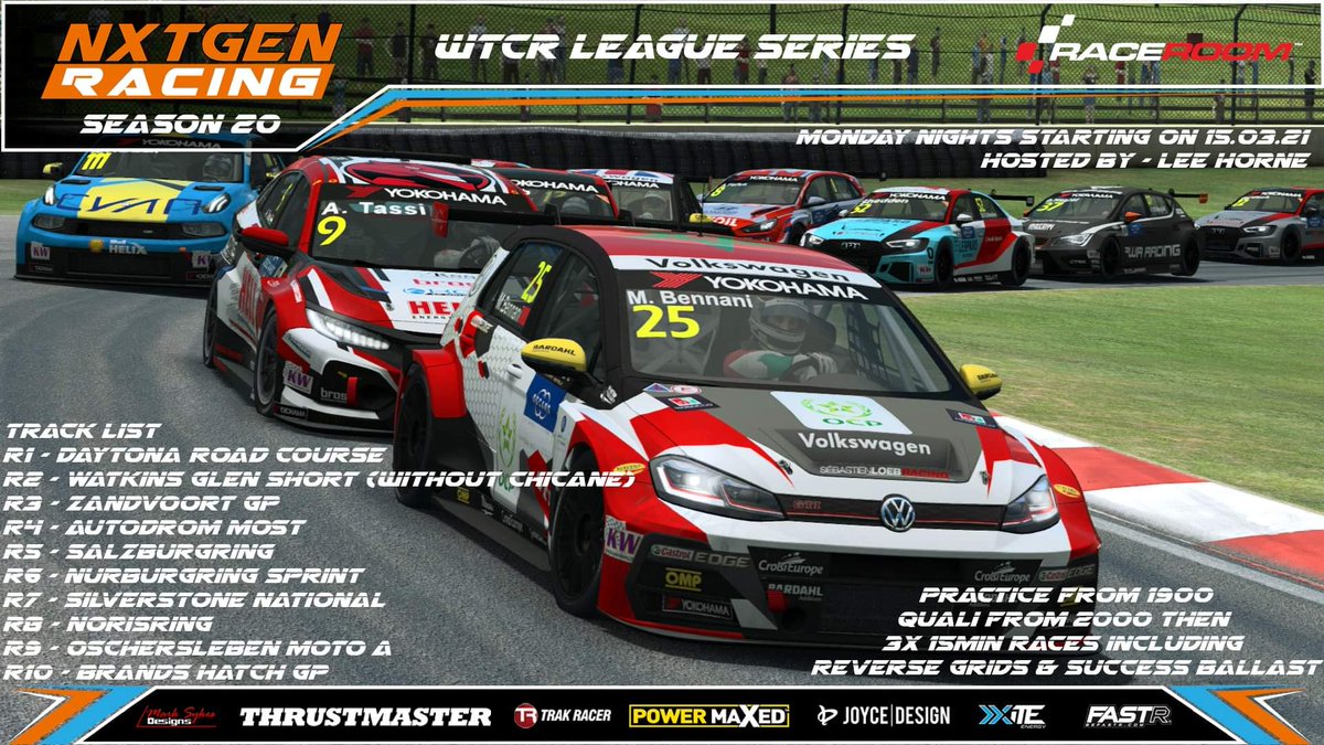 nxtgen0fficial's tweet photo. Just a few of the leagues that will be running in season 20 starting in March.
To join in the action:
https://t.co/VaBY6fkHvu
#PMR #fastr #Thrustmaster #trakuk #JoyceDesign #Xiteenergy #MarkSykesDesigns #powermaxedracing
#motorsport #esports #eseries https://t.co/LkcLDY9ghN
