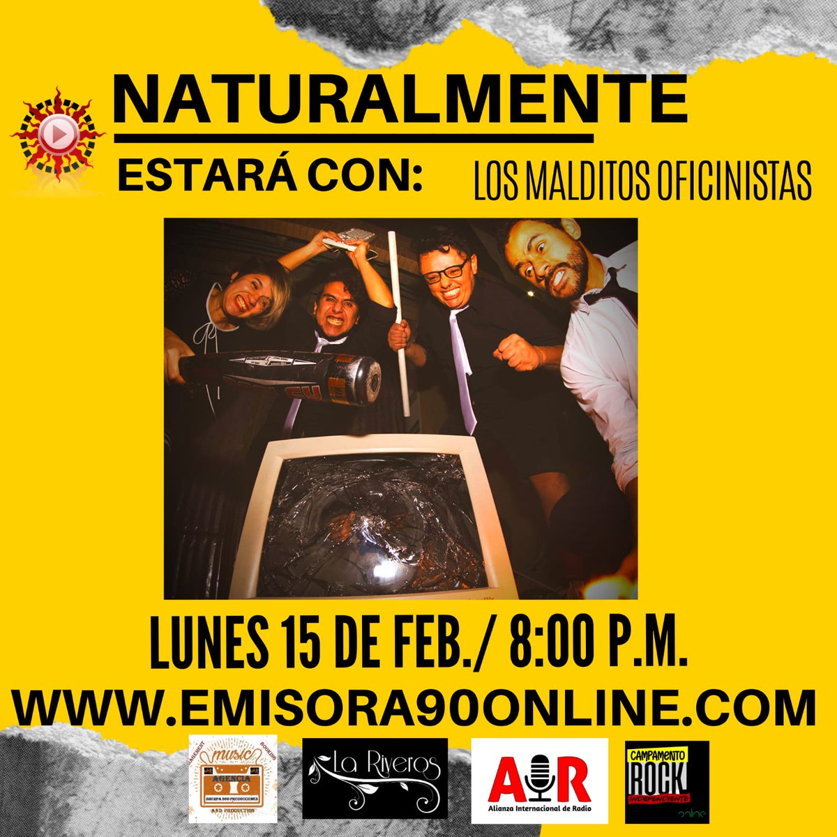 Tenemos entrevista en #Naturalmente de <a href="/90online1/">Emisora 90 on line</a>

Esta noche a las 8:00 p.m. a través de la emisora online (emisora90online.com) y Facebook Live.

⚡ Los esperamos⚡

#LosMalditosOficinistas #LMO #Entrevistas #Rock