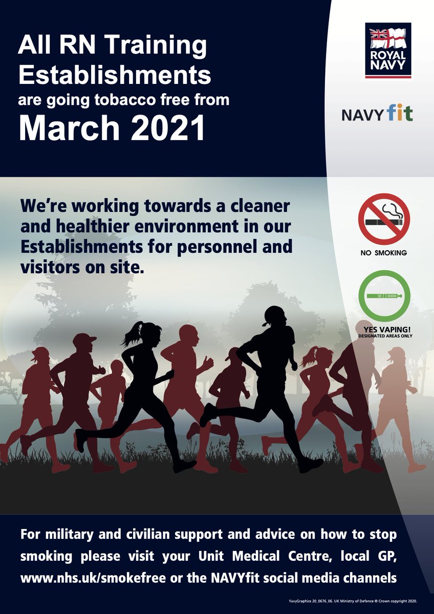 navy tobacco policy The @RoyalNavy is going 'Tobacco-Free' in 2021. The @DefenceHQ 'Smoke-Free'  Policy announcement was launched in Jan-21, providing direction and  guidance on the intro of a smoke-free working environment. It is now  available