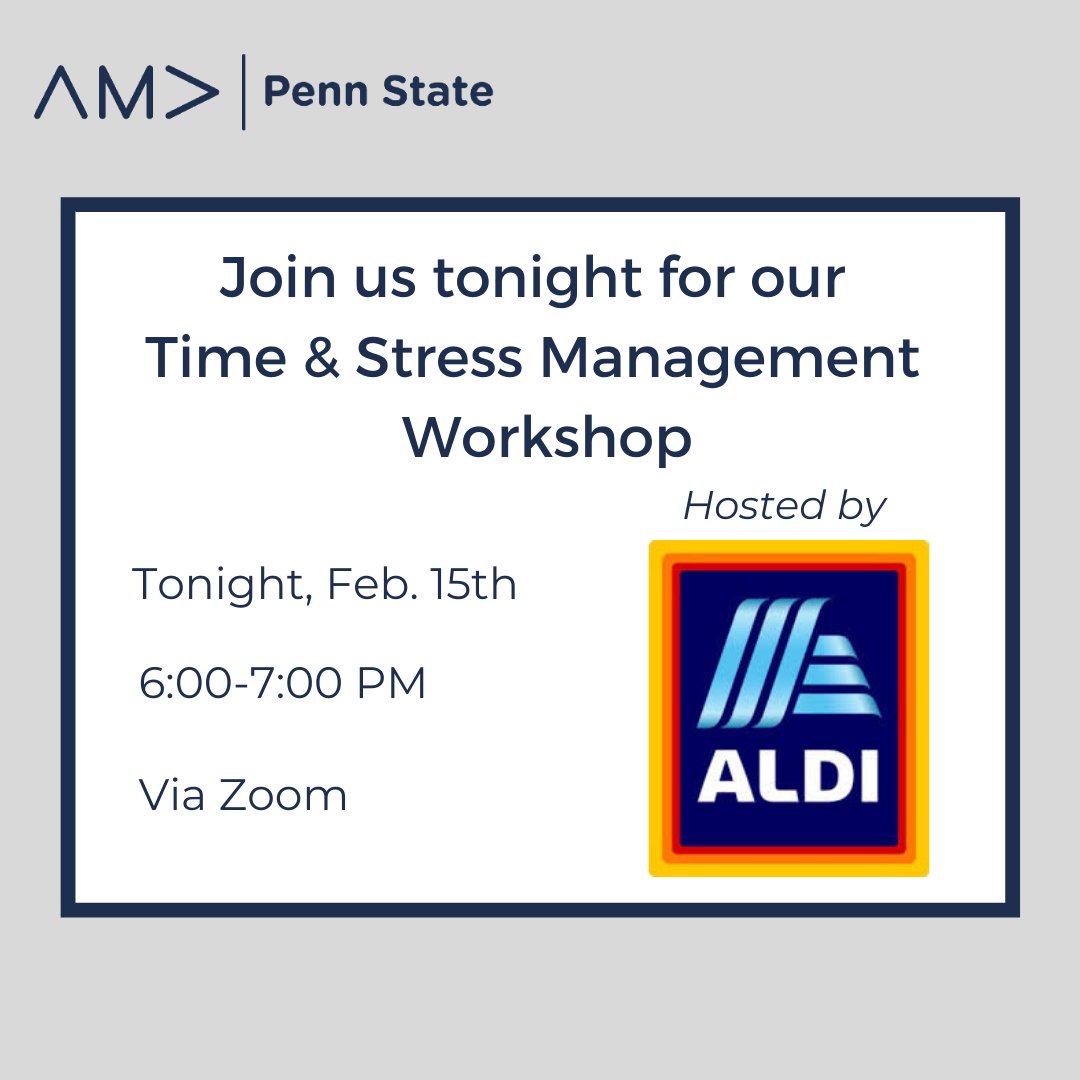 WeArePSAMA's tweet photo. ALDi is hosting another great workshop for us tonight! Tune in to learn about time and stress management. See you there! https://t.co/stKd4kqvlp