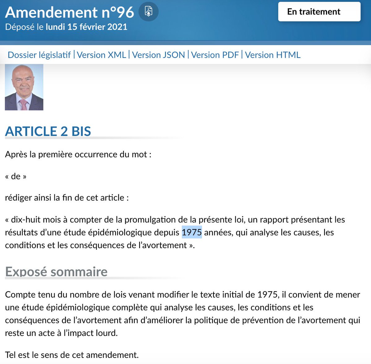 Il veut aussi changer le sens du rapport en question, bon, pourquoi pas, c'est l'Assemblée nationale, aucune discussion ne doit être blasphème. Mais là encore, en jouant sur le temps, 10, 15, 20 ans. Il est allé jusqu'à 30 ans, puis a sauté à... 1975 années !