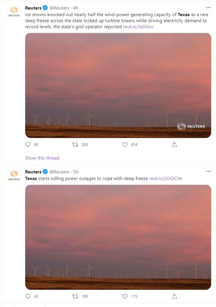 A nice, clear illustration of how media outlets know *very well* that articles framed in a way that attacks renewables are going to get far, far better stats than those that are accurate or careful in language @Reuters found a sweet spot. They won't report on the gas outages.