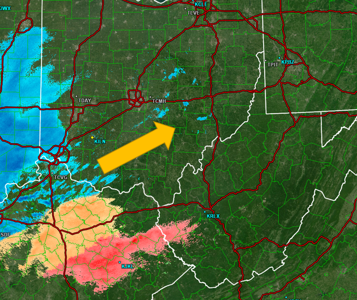 NWSPittsburgh's tweet image. The second round of precipitation, which will be heavier than earlier today, is on its way.