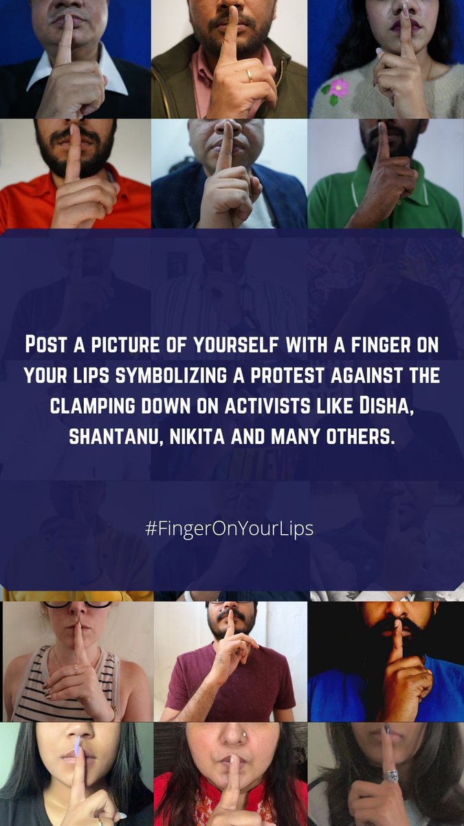 inaquietraj's tweet image. #FingerOnYourLips

#FreeDishaRavi 

#FreeNodeepKaur