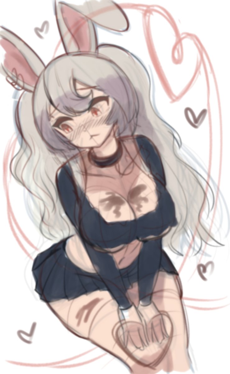 ClickDraws's tweet image. Sketch -&amp;gt; Final #ValentinesDay Illustration Commission for #Vtuber  @MasuMioshi !