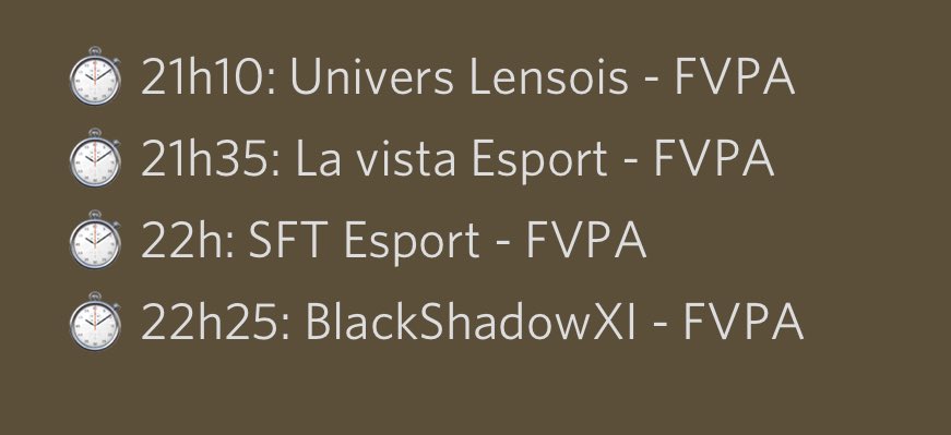 Programme de cette soirée FVPA avec l’équipe 🟢⚽️