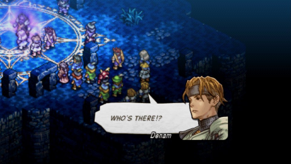 The Chaos Gate, or an entity from the Underworld, or the Underworld itself, speaks to Dorgalua. (This whole scene and the whole battle with the doppelgangers was added to the PSP remake, it wasn't in the original, so this next bit was added by Matsuno with all intentions)