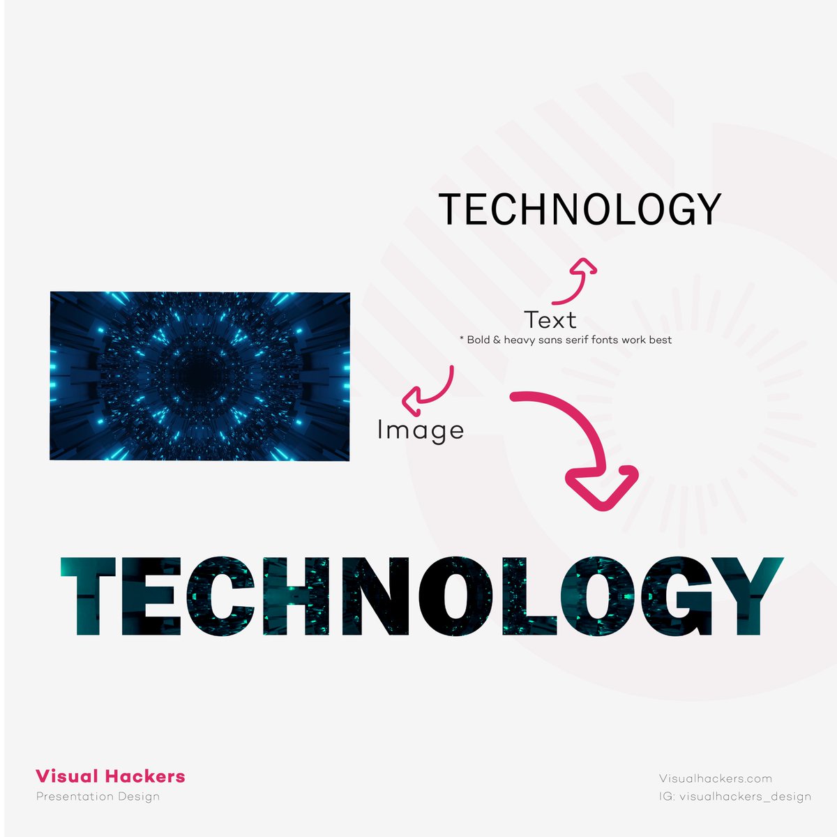 Visual_Hackers's tweet photo. How about some text masking in your presentations?

Stay tuned to see the full tutorial! 

#textmasking #tutorial #diy #design #powerpoint #presentationdesign https://t.co/qw5n047CXx