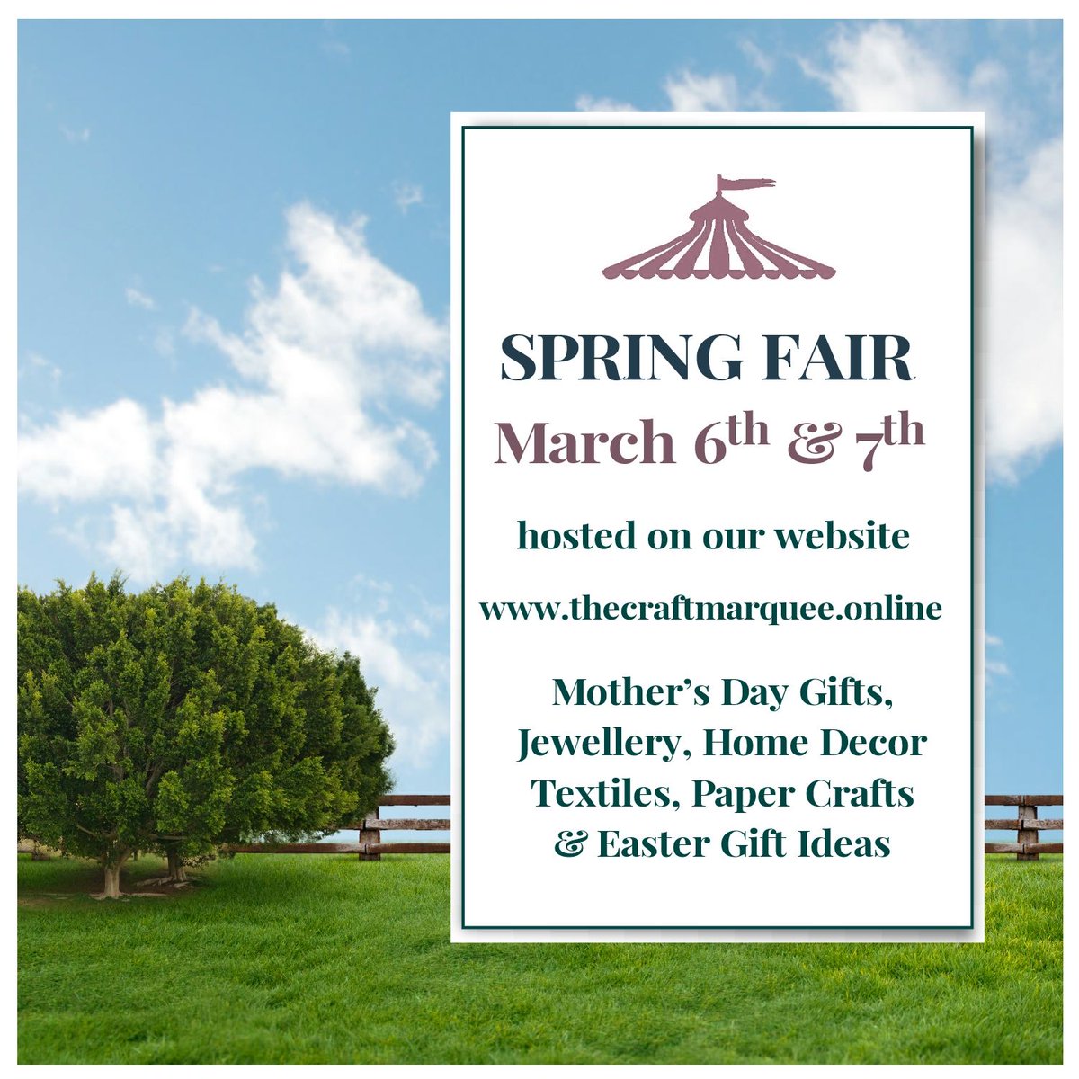 CraftMarquee's tweet photo. Pop a 'Save the date' in your diaries for The Craft Marquee Spring Fair where there will be lots of gift ideas for both occasions from many talented handmade small businesses. 
https://t.co/9pSL5qAeMo

#thecraftmarquee #thecraftmarqueeonline #springfair #shopsmall #shophandmade https://t.co/GZoQUiZr4s
