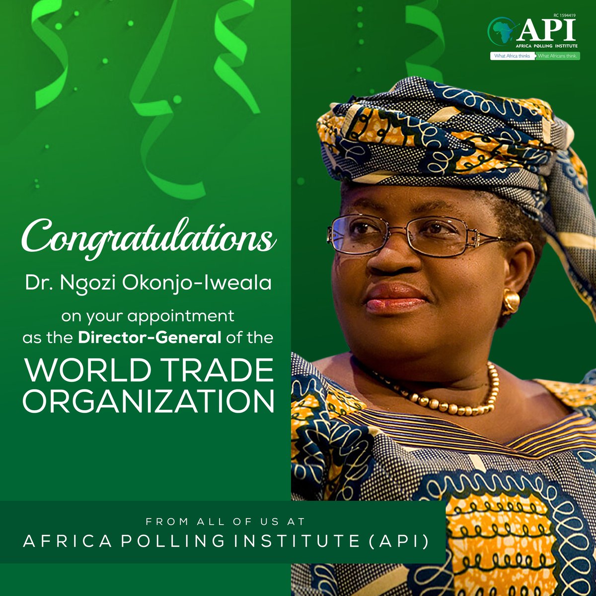 AfricaPolling's tweet image. A hearty congratulations to you Dr. @NOIweala on your recent appointment as the Director-General of the @wto. You are more than ready for it, and we have no doubt you’ll rise to the occasion. May the seas ahead be smooth.

Congratulations Ma’am from all of us @AfricaPolling