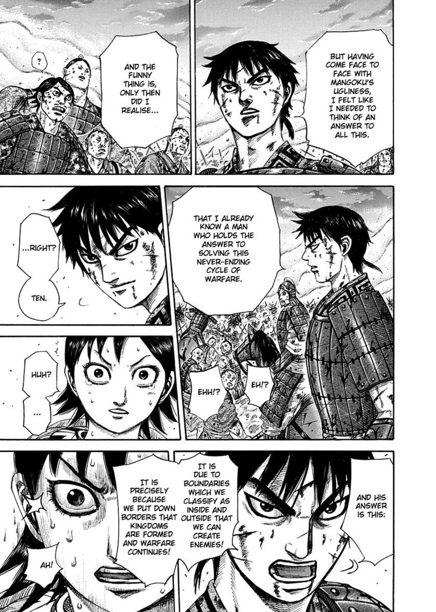 3. Mangoku: Being one of the soldiers that was buried alive amongst the 400k zhao prisoners, mangoku’s mind went into the darkness and only wanted qin to feel the same pain he did . Shin resonated with him and told him how sei’s plan will keep that event from happening again. 