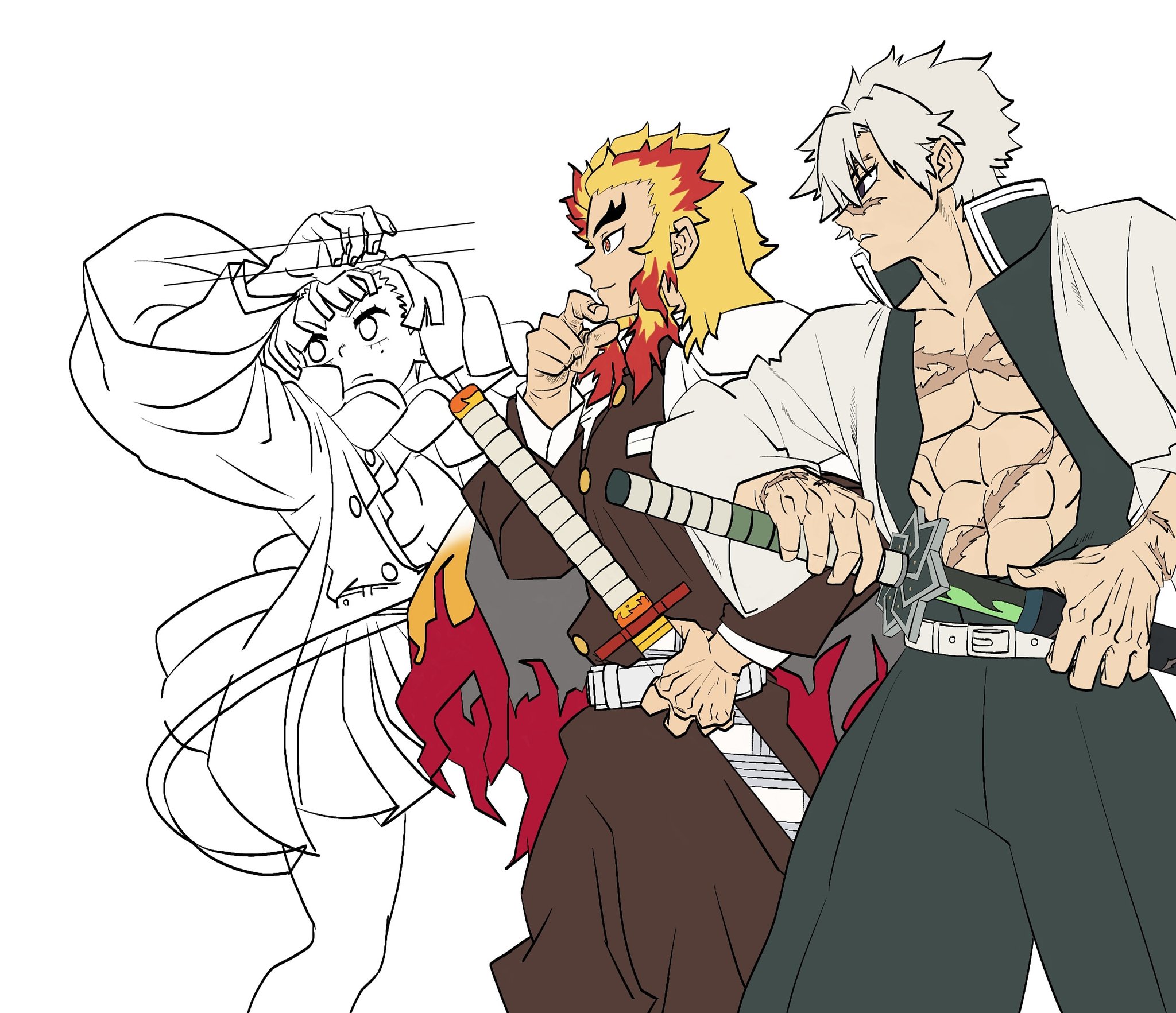VINEXO в X: „Sanemi, Kyojuro and Mitsuri (incomplete) Sanemi Shinazugawa  Rengoku Kyojuro Mitsuri ClipStudio DemonSlayer KimetsunoYaiba Drawing  낙서 그림 일러스트 illustration fanart t.coySoeJsORDP“  X