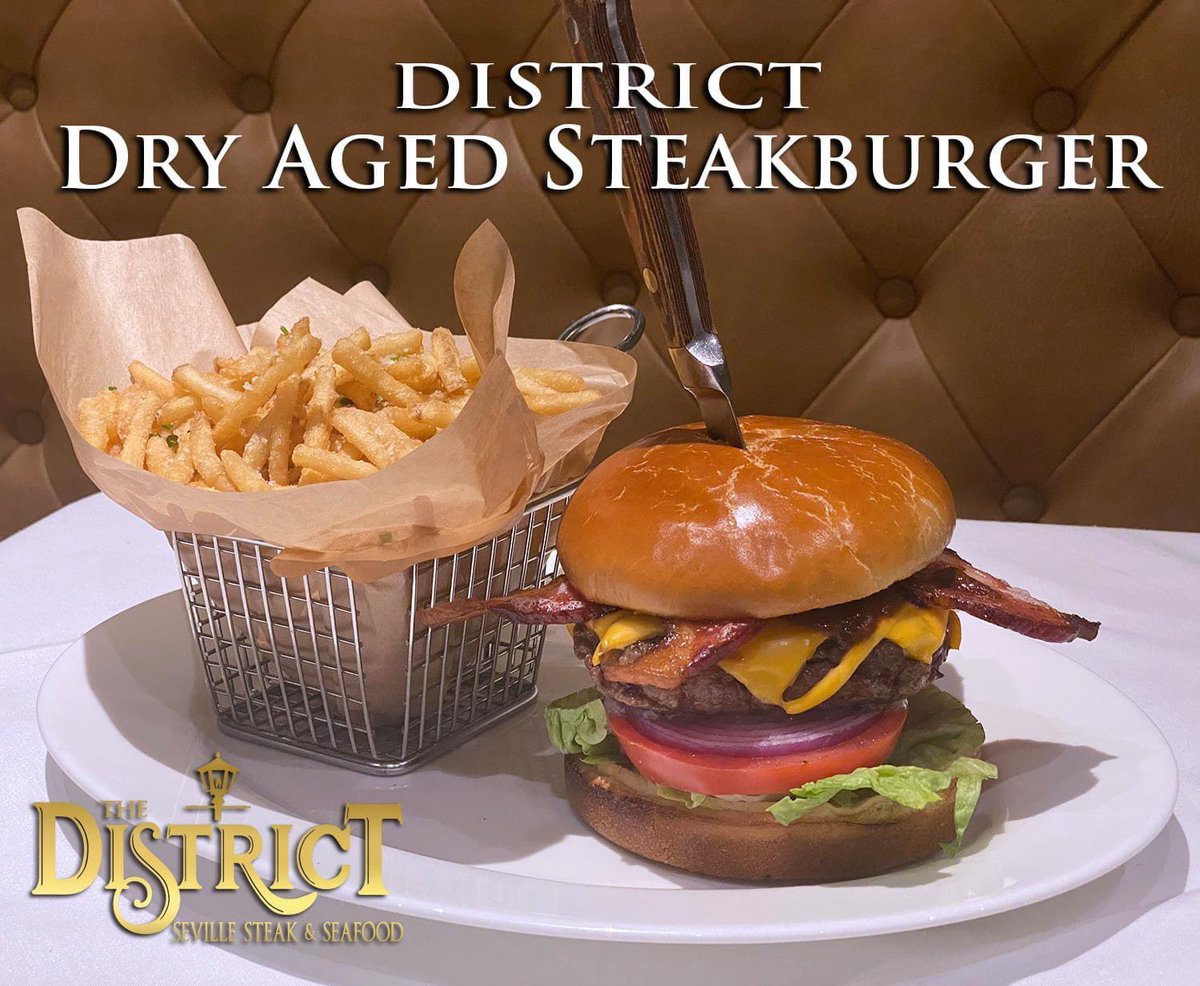 The District (@districtsteaks) on Twitter photo The District Dry Aged Steakburger~House Ground <a href="/CertAngusBeef/">Certified Angus Beef ®</a> Steak Trim, Tillamook Cheddar, thick cut Nueske’s Apple Smoked Bacon, Lettuce, Tomato, Onion, District Steak Sauce on Brioche Bun. Available for $18 in our Downstairs Dining Room & Upstairs Lounge starting tomorrow! 🍔 The District Dry Aged Steakburger~House Ground <a href="/CertAngusBeef/">Certified Angus Beef ®</a> Steak Trim, Tillamook Cheddar, thick cut Nueske’s Apple Smoked Bacon, Lettuce, Tomato, Onion, District Steak Sauce on Brioche Bun. Available for $18 in our Downstairs Dining Room & Upstairs Lounge starting tomorrow! 🍔