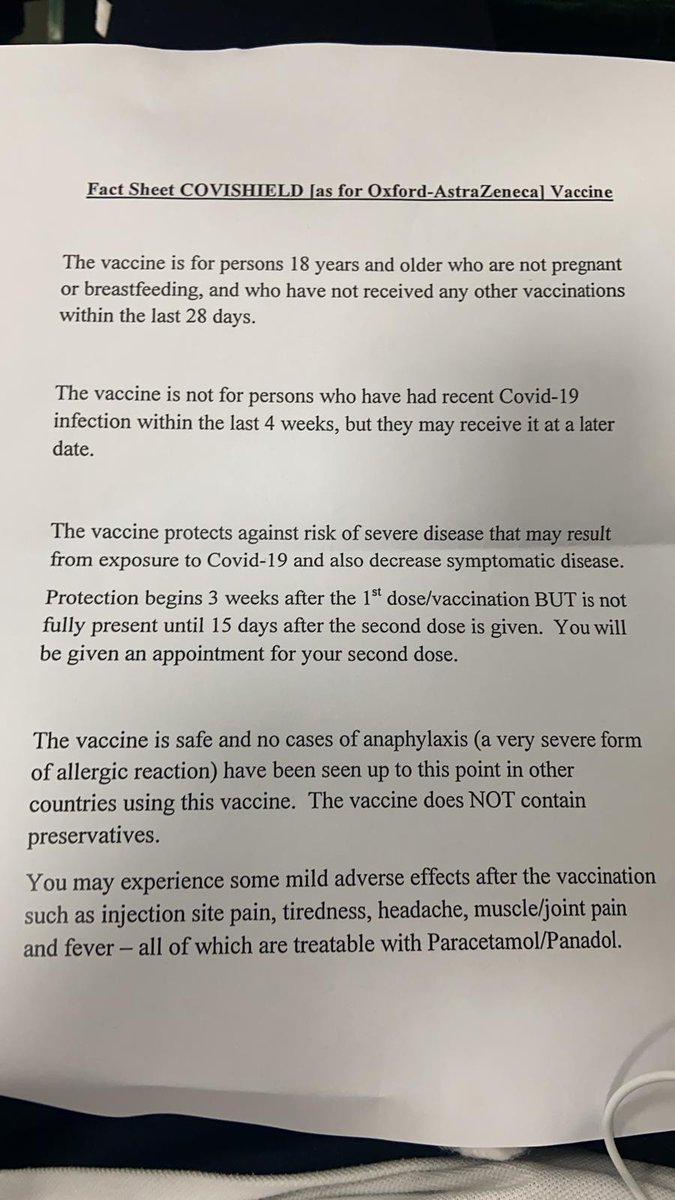 At my administration station, the nurse introduced herself and took my ID info again. We had been provided with vaccine info outside (I'll attach) and she ensured I understood and gave informed consent.