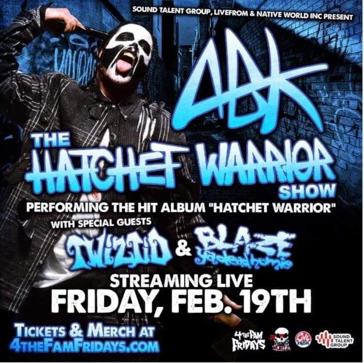 DetMne's tweet photo. 🚨DON'T MISS🚨 #forthefamfridays This Week This Friday The #hatchetwarrior Only Known As #anybodykila Is Goin' To Bring Fourth His #nativespirit And Perform His Entire Self Titled Album Live Get Those Tickets Fam #ABK #nativeworldinc #NWI2021 #majikninjaent #MNE2021 https://t.co/dEDXjHa8C4