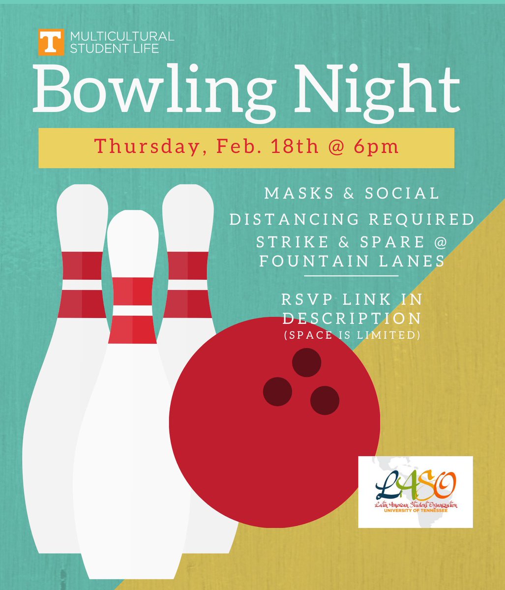 Hola!!! We are having a bowling night this Thursday 🎳 RSVP here forms.gle/7qYCAtmc1GWu3i… Spots are limited and we will meet in front of FBCC at 5:45 to car pool, if needed 🧡