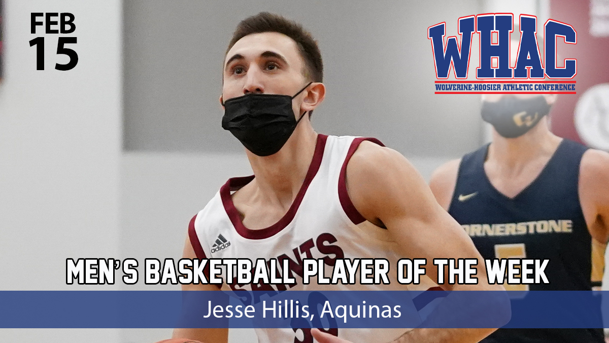 WHACAthletics's tweet photo. Jesse Hillis of Aquinas earns MBB Player of the Week @AQSaints
 - https://t.co/rOJ1P23GK4 https://t.co/tp786qVkMU