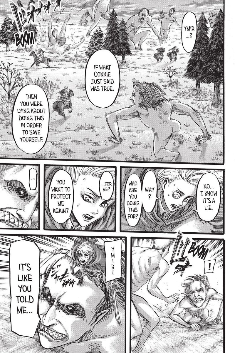 It really is quite interesting to see both Ymir and Historia struggle with their ‘identity’. They want the strength to live for themselves, but they struggle to balance these sides. Are they still stuck playing those roles? Or is it something that they truly want?