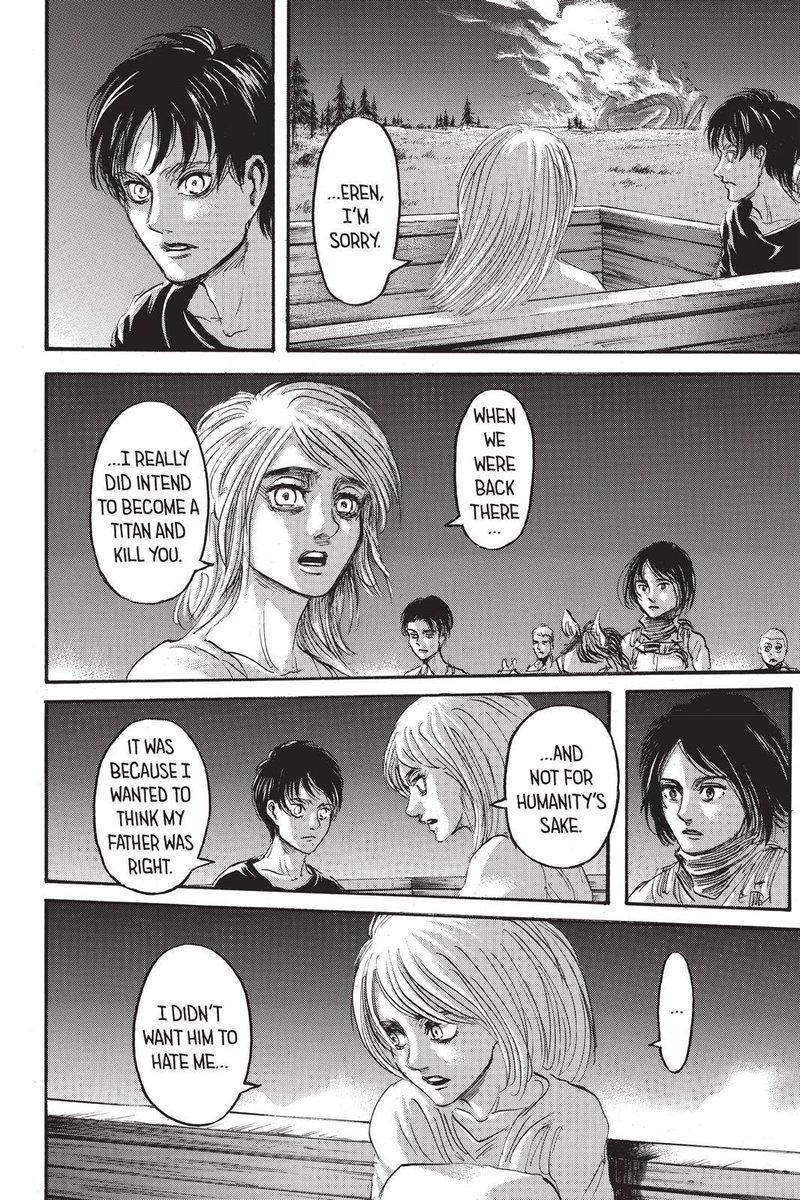This is the biggest difference between Krista and Historia. Krista would take on any role, no matter what, if it was what OTHER people wanted/needed. Whereas Historia WANTS to use her OWN strength to find people crying out for help