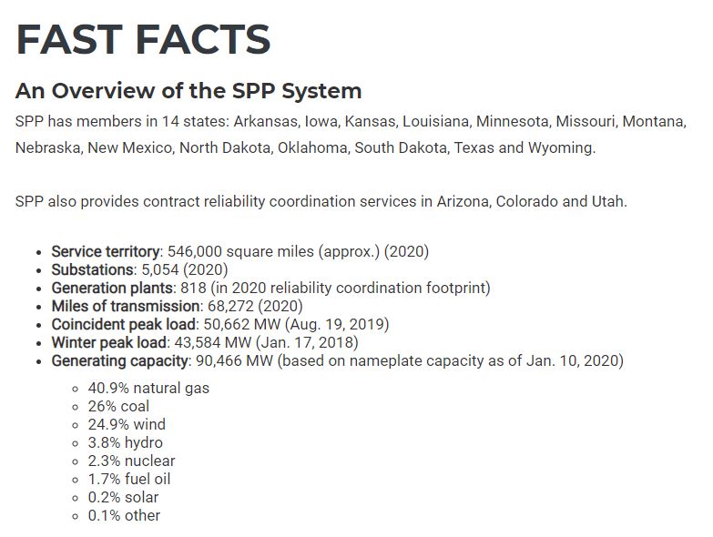 The  @SPPorg website looks like its overloaded today. Here are a few fast facts about SPP from a December 2020 screenshot of the org's website.