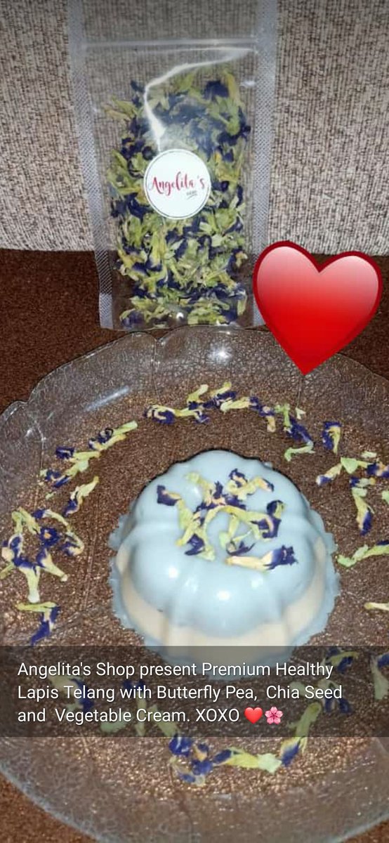 Angelita's Shop present
Premium Lapis Telang made with ingredients Butterfly Pea (Bunga Telang), Black Chia Seed (Biji Chia Hitam) and Vegetable Cream (Krimer Nabati). Made with Love. Provided by Nature. XOXO ❤️🌸

#angelitayazan #angelitasshop #organic #natural #healthy #sehat