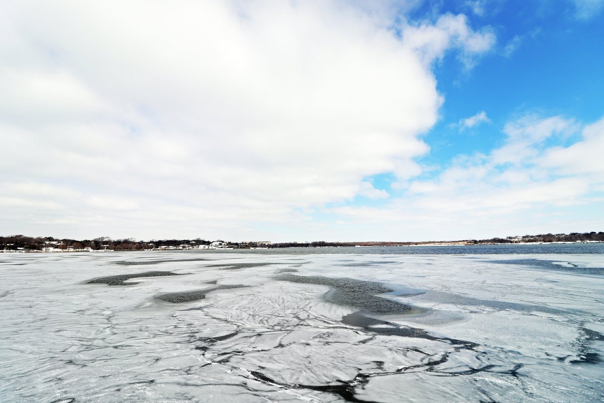 Ben_Sandifer's tweet photo. White Rock Lake in Dallas is starting to freeze over. Too dangerous for humans to walk on the thin ice still tempts a few at shallow spots like Sunset Bay. Pelicans, gulls, ducks and killdeer hunker down on the ice sheets waiting for warmer weather. https://t.co/62BodYqiOD