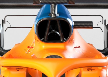 Power unit installation changes and aerodynamic freedom has allowed for a revised roll hoop ducting layout. It looks like the roll structure remains unchanged but the shrouding is different. Suggests revised cooling layout. (20 & 21 compared) / 6