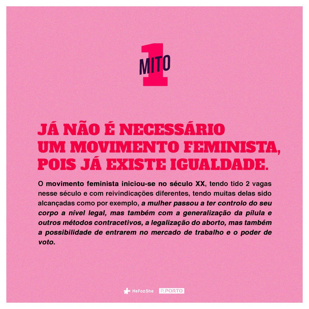 HeForSheIPP's tweet photo. Mitos sobre o feminismo: https://t.co/15ErqEtm9w