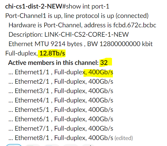 zdendac's tweet photo. 12.8 Tbps interconnection in the lab between two boxes.

32 x 400 Gbps in one LAG.

No more 100 Gbps ports soon :) https://t.co/3TZJIdvw5D