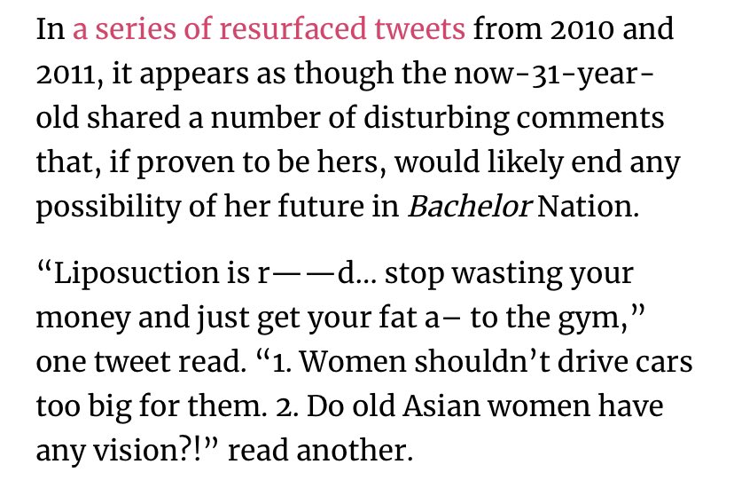 TW. From the lens of 2018.  #TheBachelor    #FireChrisHarrison  https://www.lifeandstylemag.com/posts/tracy-shapoff-the-bachelor-fans-resurface-racist-tweets/
