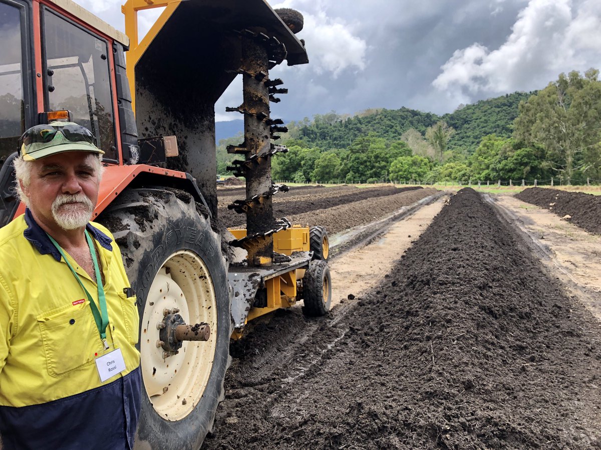 FarOutQld's tweet image. Chris Rossi &amp;amp; his brothers at Aloomba, south of Cairns, reckon composting has cut the nitrogen bill by $30K but it’s cost $50K to do it. 
‘We’re here did the long haul and the return on investment will be there for years to come’ #regenerativeagriculture #canegrowers