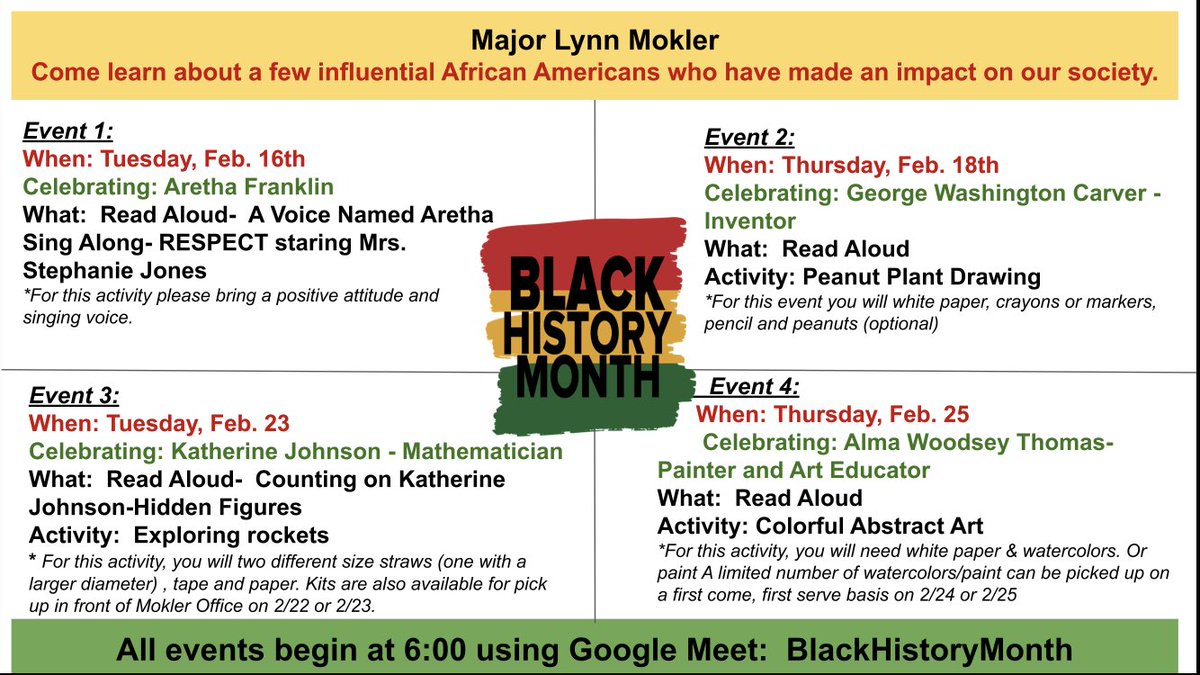 All Pilots are invited to join us for Black History Month celebrating influential African Americans.