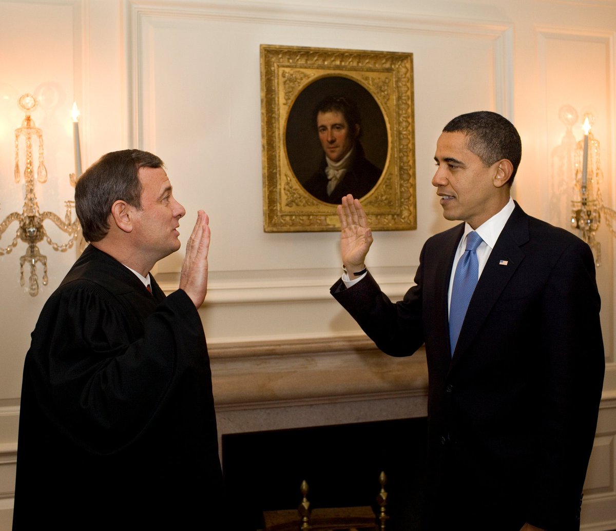44. Barack Obama took the oath of office a second time out of "an abundance of caution" the day following his first Inauguration in 2009 when Chief Justice John Roberts switched the word order when he administered the oath on Inauguration day. #PresidentsDay