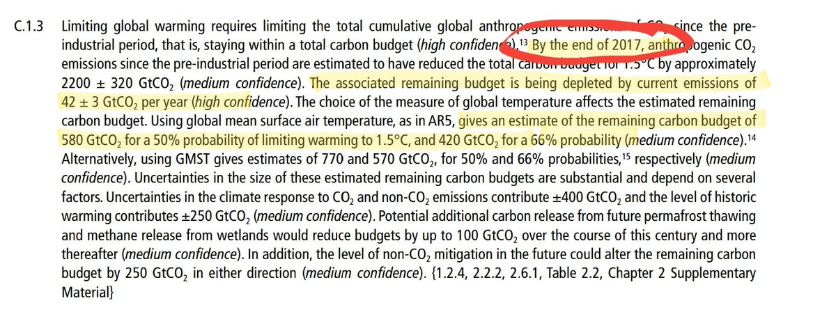 Maybe it's obvious &/or implied in various current "discussions" about favoured pathways to 1.5°C (or "well-below" 2°C).I don't sense it.IPCC SR1.5 remaining CO₂ budgets are calculated↓from end-*𝟮𝟬𝟭𝟳*. We *already* need to deduct ~127 GtCO₂ emissions of subsequent 3yrs