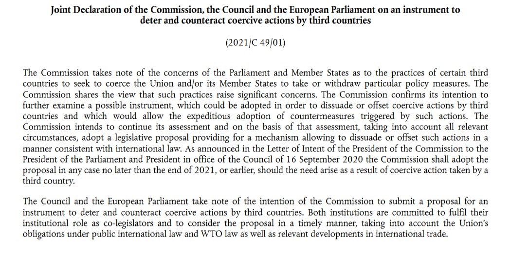  @EP_Trade  @EUCouncil and  @Trade_EU also agreed that the Commission would develop an anti-coercion instrument to be proposed during 2021