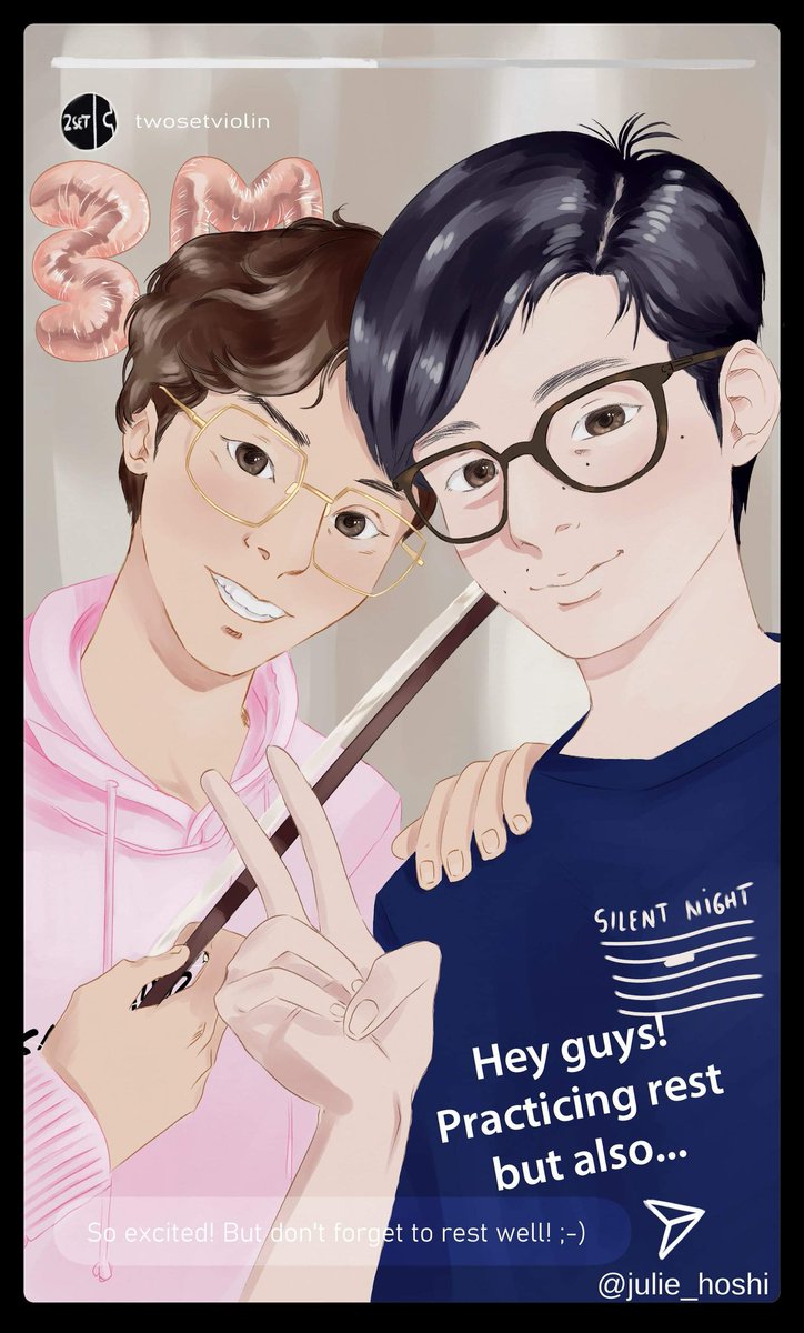 HoshiJulie's tweet photo. I know I'm late 🙄 But still hope y'all will like it 😋
#2set3mil #TwoSetViolin #tsvtwt https://t.co/cXhhOv14QP