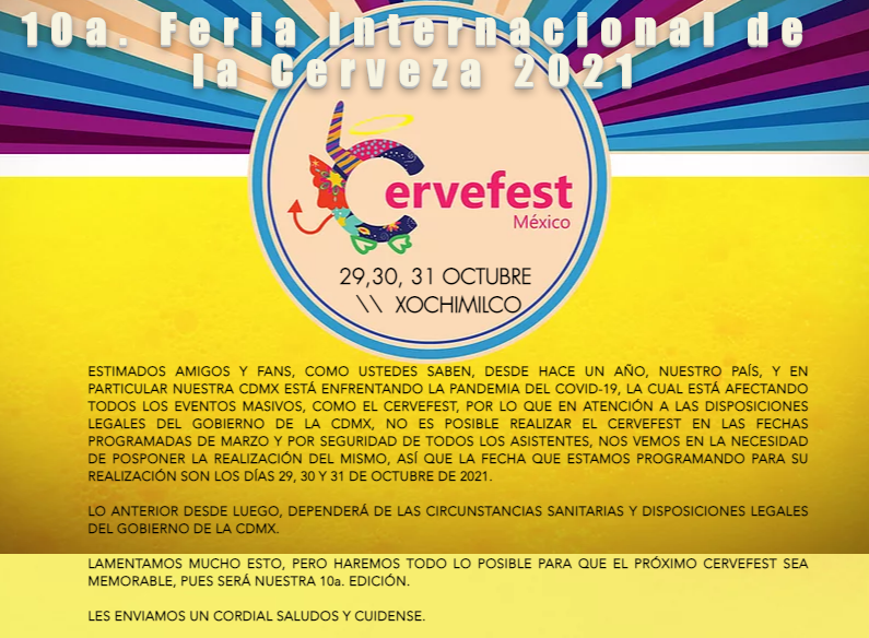 Cervefest's tweet photo. Queridos Fans, expositores y proveedores. https://t.co/aG97alofxT