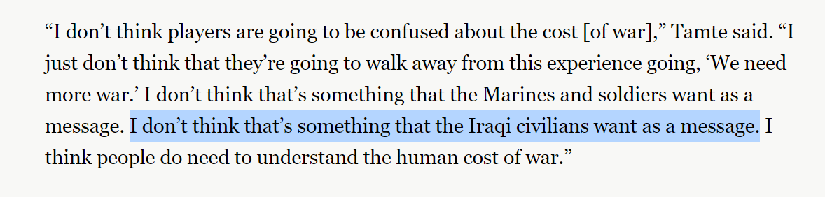 If I had a your face and a shoe in reach I would throw my shoe at your face with the fury and aim of a million aunties mid-sentenceyou shut the fuck up about what iraqi civilians want in the same article that you deny them truth and humanity and justice and representation
