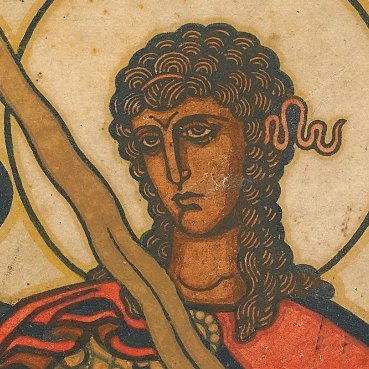 ClareSheaf's tweet photo. Ivan Yakovlevich Bilibin, "Archangel Michael," c. 1919. https://t.co/YCJCW5wlFJ