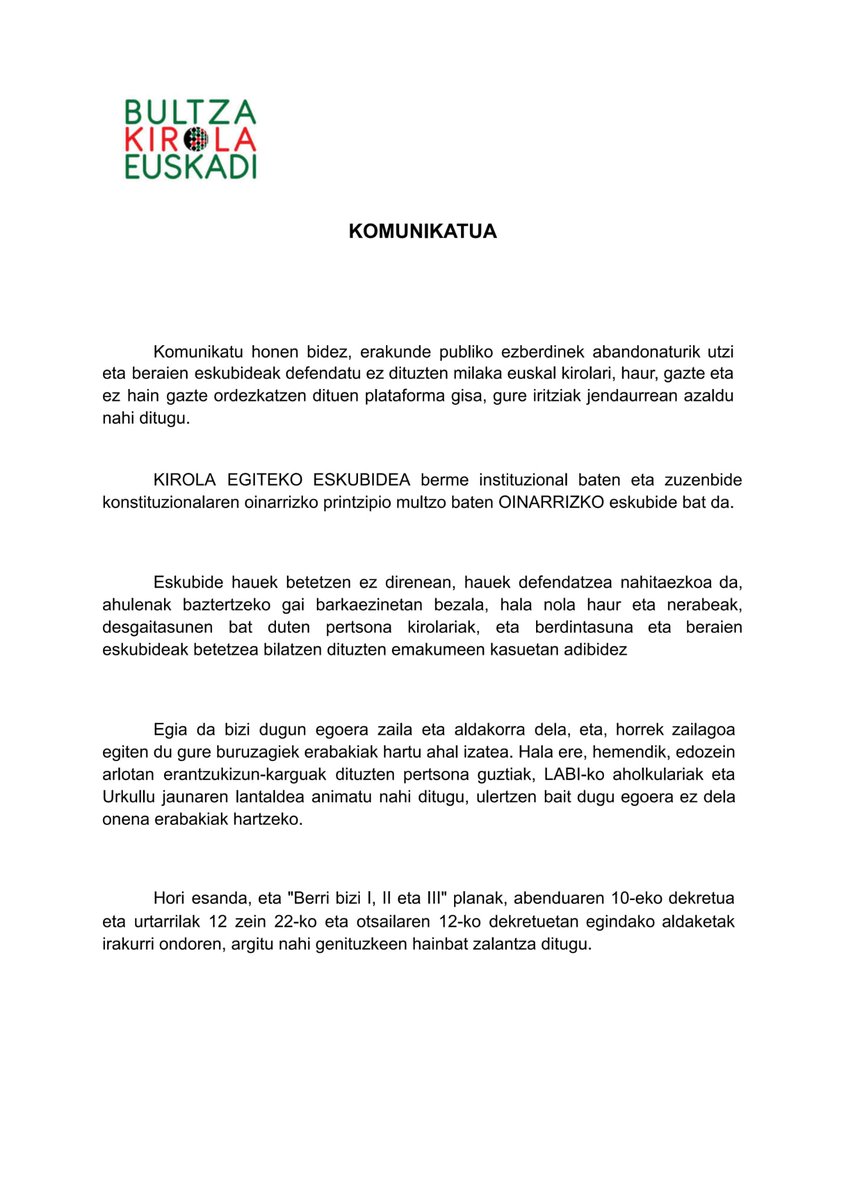 BultzaKirola's tweet photo. 2021/02/15 Komunikatua https://t.co/V4tKOVSFI6