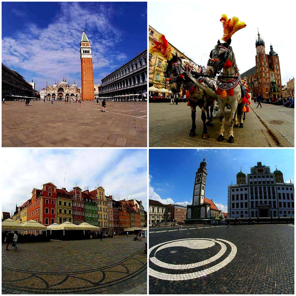 Hi 😊
This week's #Top4Theme is #Top4Square so my entry:
1. #Venice, St Mark's Square
2. #Kraków, Main Market Square, 
3. #Wrocław,Market Square
4. #Augsburg, Town Hall Square
THX to hosts: 
 @Giselleinmotion @perthtravelers @Touchse @CharlesMcCool