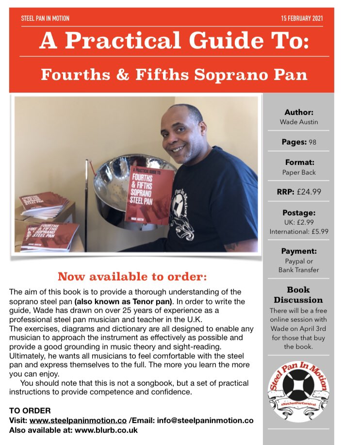 dewamusic's tweet photo. On sale now, DM to order ๐ถ๐น๐น
#SteelPan #SteelPanBook #TenorPan #SopranoPan #APracticalGuide
#SteelPanMusicBook #MusicTheory #Theory #Musician #SopranoSteelPan #FourthsAndFifthsSopranoSteelPan #Pannist #WadeAustin #Music #Teacher #Tutor #Trinidad #Culture #Pannist #Caribbean https://t.co/9pini4Wg5i