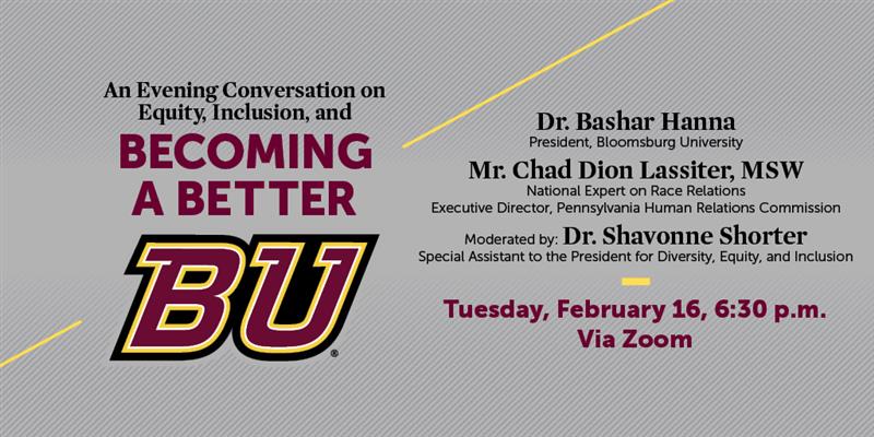 BloomsburgU's tweet image. Join us for a conversation on ‘Equity, Inclusion and Becoming a Better BU’ with Chad Dion Lassiter, a national expert in the fields of American race relations and violence prevention among African American males 💻➡ bit.ly/2Zhu7bp #SpeakerSeries #Zoom #BlackHistoryMonth
