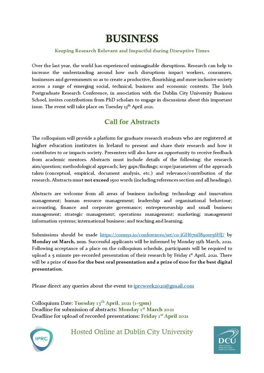 Irish Postrgraduate Research Conference (IPRC) tweet media