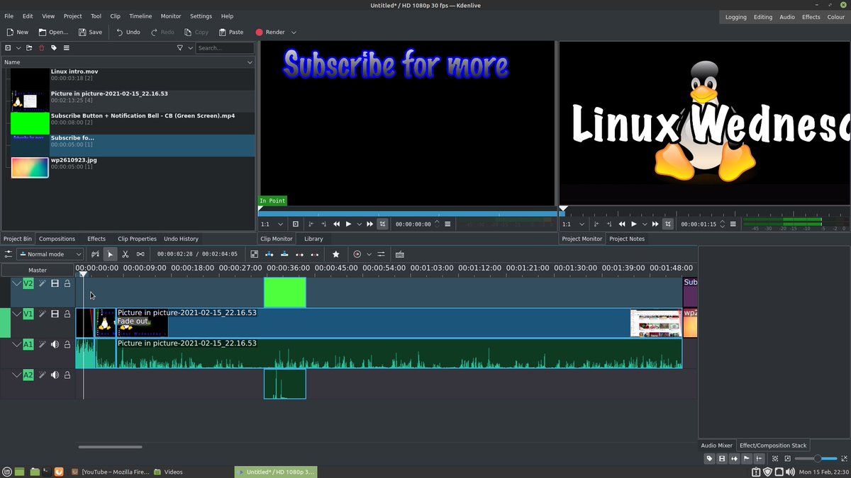 2j4ez's tweet image. currently editing linux wednesdays how to do picture in picture in linux #linux #wednesdays #ubuntu#mint #linuxbot