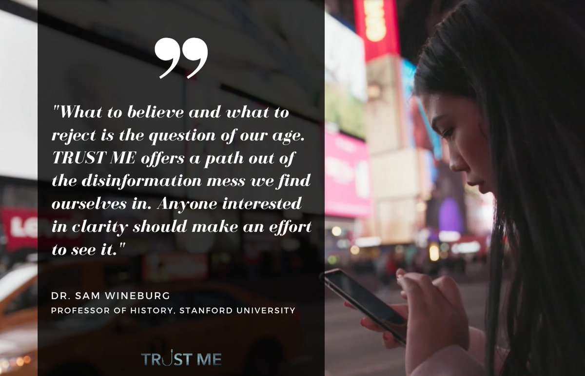 TRUSTMEDOCFILM's tweet photo. New testimonial from @samwineburg, the Margaret Jacks Professor of Education and History at @Stanford!
Dr. Wineburg is also the founder and Executive Director of the @SHEG_Stanford, one of our amazing organizational partners.
#Stanford #TrustMeDocumentary #MediaLiteracy https://t.co/1kya5dLuwh